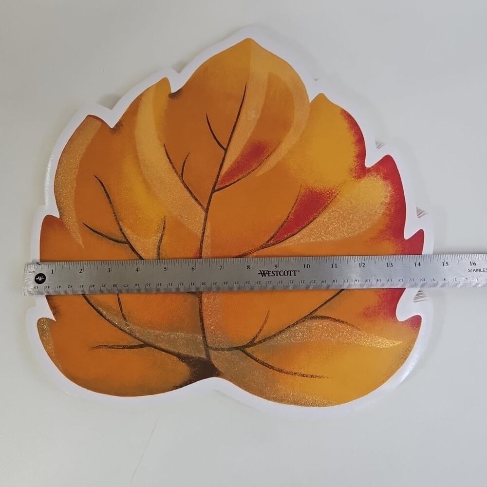 Autumn Fest Vinyl Placemat Leaf Shape Lot Of 6‎ Autumn Fest Sparkles Glitter - Picture 4 of 5
